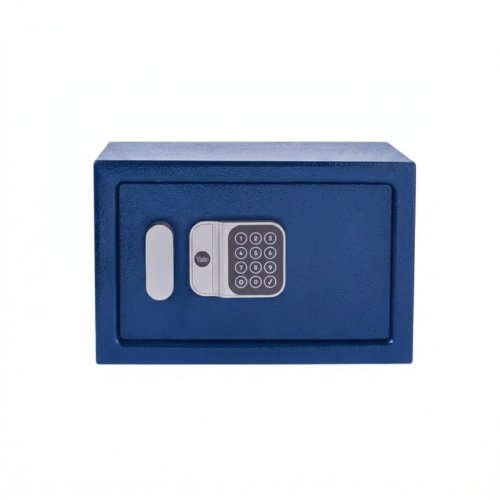 Niebieski mini sejf elektroniczny Yale YSV/170/DB3/B – widok z przodu