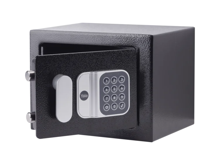 Mini sejf elektroniczny Yale YSV/170/DB3 czarny – drzwi otwarte