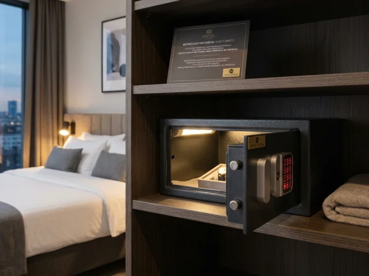 Wnętrze sejfu dla gości hotelowych Yale o pojemności 24 litrów