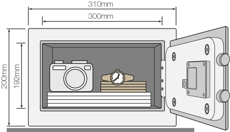 Mały hotelowy sejf elektroniczny Yale YSG/200/DB3 – wymiary